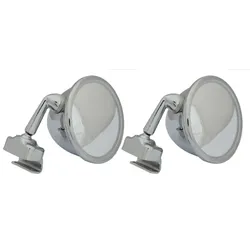 Motamec Classic Car 05 Side Door Wing Mirror x2 Chrome Steel Round Clamp On Bullet