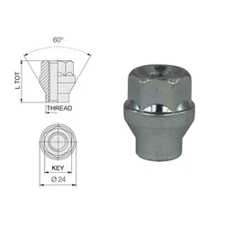 Evo Corse Steel Wheel Hub Stud Nut Open End Short Neck M12X1,25 60°