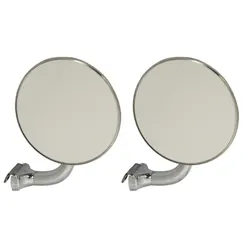 Motamec Classic Car 024 Side Door Wing Mirror x2 Chrome Steel Round Curved Arm