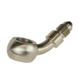 Motamec -3 AN 3/8 UNF - 7/16 Long Neck 45 Degree Stainless Steel Banjo Fitting