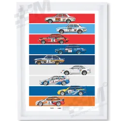 Special Edition Evolution of the Ford Escort Rally Car Print - Ricardo Santos Motorsport Art