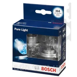 BOSCH - H4 Bulb Pure Light - 12V 60/55w P43T - Pair of Bulbs x2