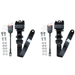 Universal 3-Point Seat Belts x2 - Black - 3m Length - 300mm Wire Receiver