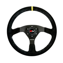 Motamec Pro Race Rally Steering Wheel Flat 3 Spoke 350mm Black Suede Black Spoke