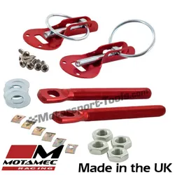 Motamec Bonnet Pins Competition Alloy with Retained Slider Lynch Pin Red Race Rally