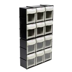 Motamec Modular Tilt Bin Parts Storage Wall Compartment 2 MEDIUM Units / 12 Bins