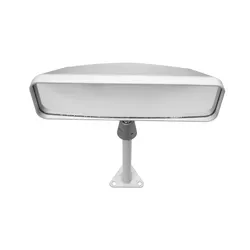 LIFELINE Sports Car Mirror, Centre Mount, Flat Lens, White, 100mm Stem
