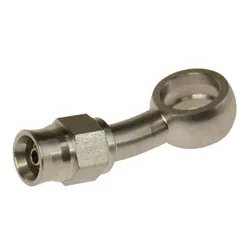 Motamec -3 AN Hose - 7/16 Hole Long Neck 20 Degree Stainless Steel Banjo Fitting