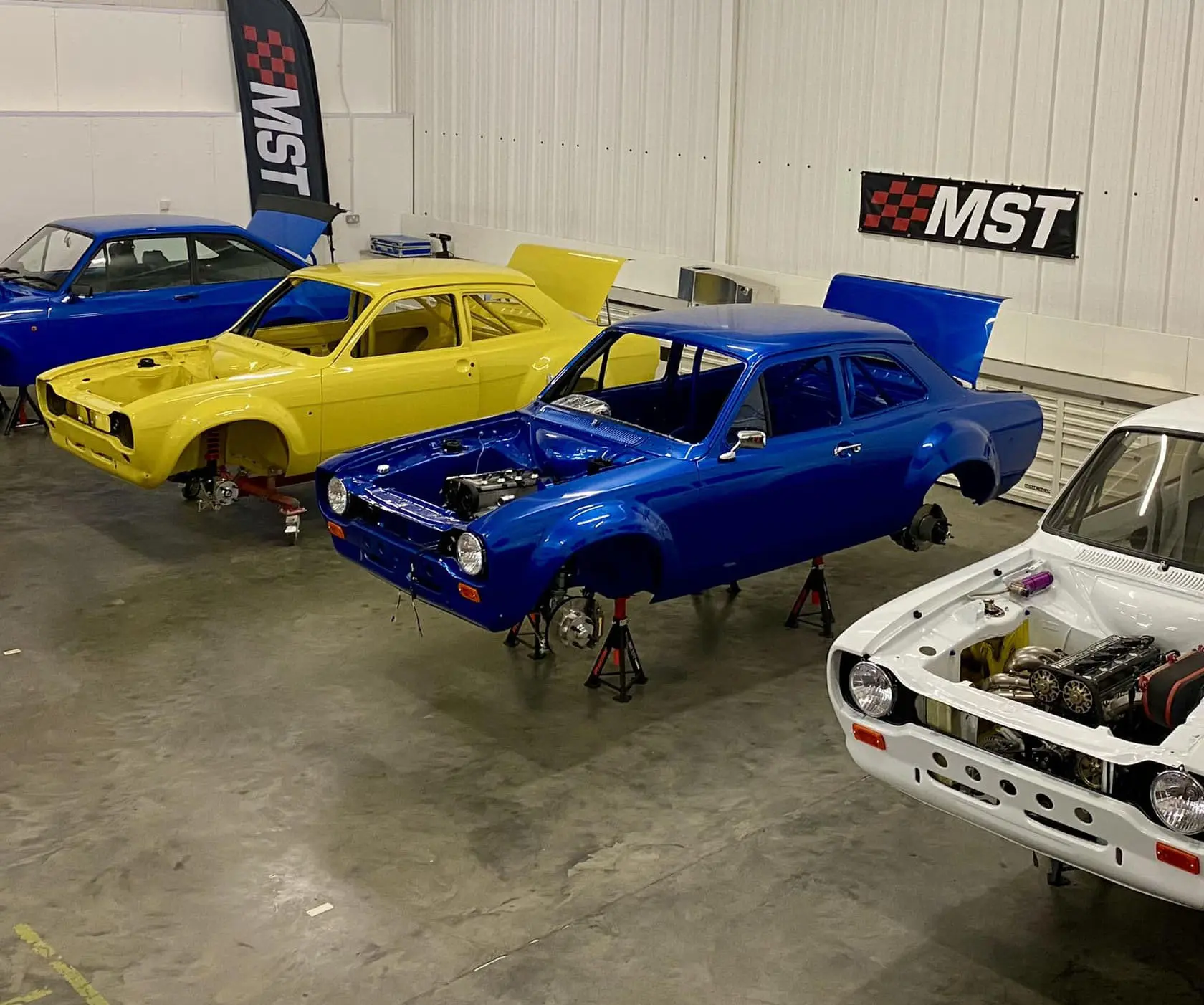 Motorsport Tools MST Cars Workshop with a selection of MST Escorts