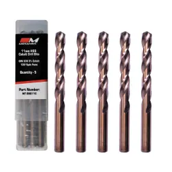Motamec 11mm x 5 Pack Cobalt M35 HSS Drill Bits Set High Quality DIN338 Bit box