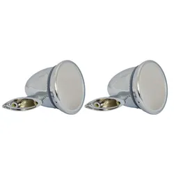 Motamec Classic Car 04 Side Door Wing Mirror x2 Chrome Steel Round Bullet Style