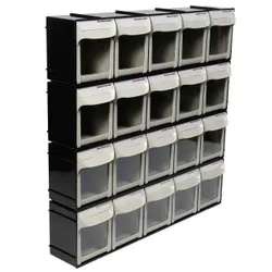 Motamec Modular Tilt Bin Parts Storage Wall Compartment 4 LARGE Units / 20 Bins 