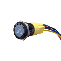 Latching Push Button Switch Hazard Warning Light 19mm c/w plug socket & tails