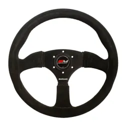 Motamec Race Rally Steering Wheel Semi Dish 350mm Black Suede Black Spoke