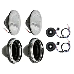 Escort Mk1 Mk2 Headlamp Clear Headlight Kit H4 Round 7" + Mounting Bowl & Wiring