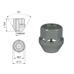 Evo Corse Steel Wheel Hub Stud Nut Open End M12X1,25 60°