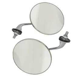 Motamec Classic Car 08 Side Door Wing Mirror x2 Chrome Round Lucas 046 FLAT
