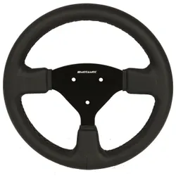 Motamec Formula Race Steering Wheel Small Flat 270mm Black Leather Black Spoke