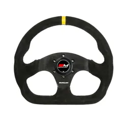 Motamec Formula Race Steering Wheel D Shape 320mm Black Suede Black Spoke