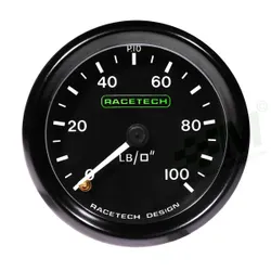 Racetech Mechanical Oil Pressure 52mm Gauge 100lbs 1/8 BSP Coned Fitting Illuminated