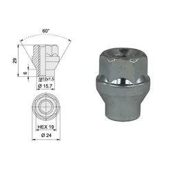 Evo Corse Steel Wheel Hub Stud Nut Open End Short Neck M12X1,5 60°