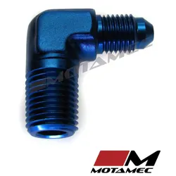 Motamec AN JIC -4 AN4 To 1/4" NPT 90 Degree Alloy Adapter Fitting