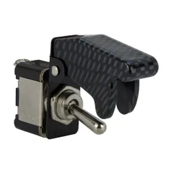 12v 30 Amp On/Off Switch With Aircraft Cover - CARBON