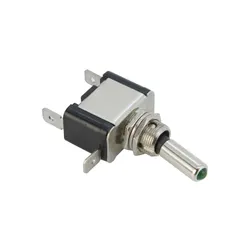 On/Off Green LED Toggle Switch Lucar Terminal - 20 Amp