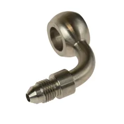 Motamec -3 AN 3/8 UNF - 7/16 Long Neck 90 Degree Stainless Steel Banjo Fitting