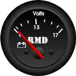 RMD Voltmeter Black Face Gauge Dials 9-12v 50mm Diameter Electronic