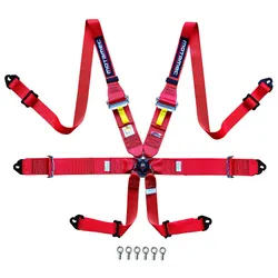 Motamec Racing 6 Point HANS Harness Steel Adjusters RED FIA 8853-2016