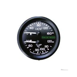 Racetech Oil Pressure 160 & Temperature Mechanical 52mm Gauge 1/8 BSP Ftting & 9Ft Probe