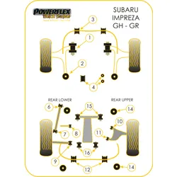 Powerflex Polyurethane Bush BLACK For Subaru Forester Rear Subframe Insert upto 06/10