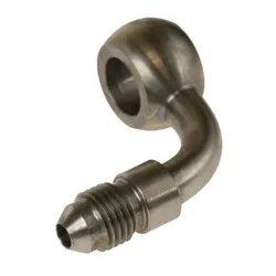 Motamec -4 AN 7/16 UNF - 7/16 Long Neck 90 Degree Stainless Steel Banjo Fitting