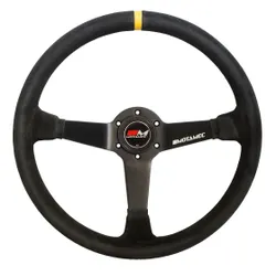 Motamec Pro Rally Steering Wheel Deep Dish 3 Spoke 350mm Black Suede Black Spoke