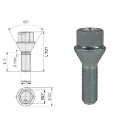 Evo Corse Steel Wheel Lug Stud Bolt Cone Seat M14X1,25 60°