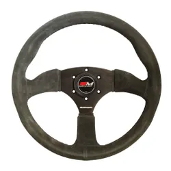 Motamec Race Rally Steering Wheel Semi Dish 350mm Dark Grey Suede Black Spoke